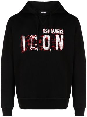Dsquared2 Icon Scribble cotton hoodie - Black