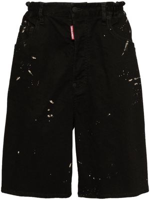 Dsquared2 Icon studded-stripe denim shorts - Black