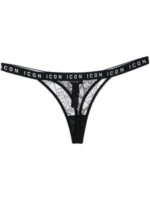 Dsquared2 Icon-waistband lace thong - Black