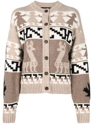 Dsquared2 intarsia-knit alpaca wool cardigan - Brown