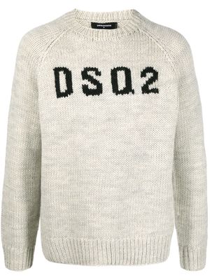 Dsquared2 intarsia-knit logo wool jumper - Neutrals