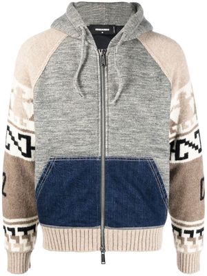 Dsquared2 intarsia-knit zip-up hoodie - Grey