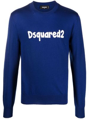Dsquared2 intarsia-logo long-sleeve jumper - Blue