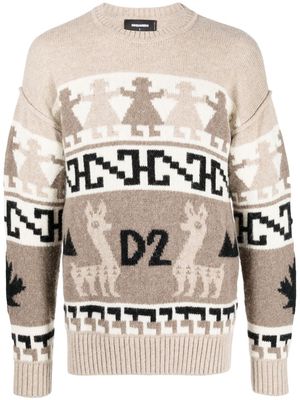 Dsquared2 jacquard-knit alpaca wool jumper - Neutrals