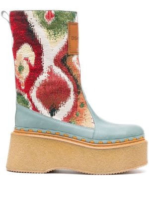 Dsquared2 jacquard leather ankle boots - Blue