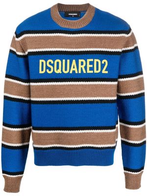 Dsquared2 jacquard logo striped jumper - Blue