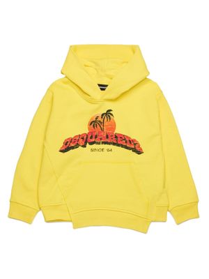 Dsquared2 Kids asymmetric cotton hoodie - Yellow