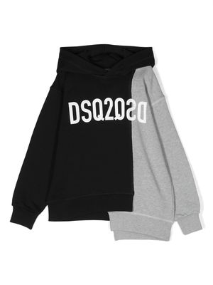 Dsquared2 Kids asymmetric logo-print hoodie - Black