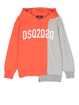 Dsquared2 Kids asymmetric logo-print hoodie - Orange