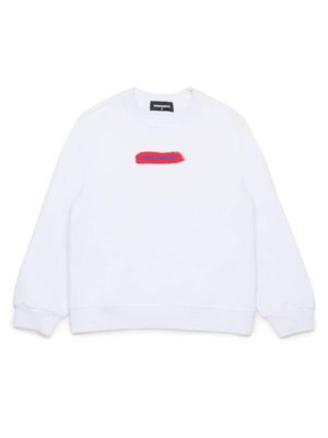 Dsquared2 Kids brushstroke logo-print cotton sweatshirt - White