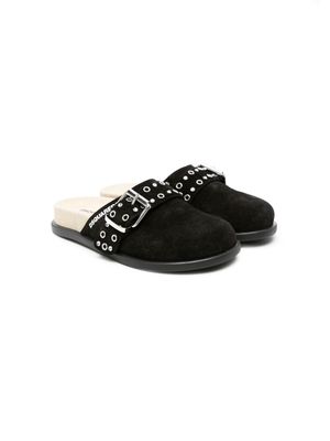 Dsquared2 Kids buckle-detailed suede mules - Black