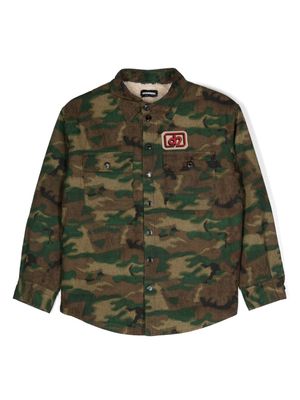 Dsquared2 Kids camouflage-pattern logo-patch shirt - Green