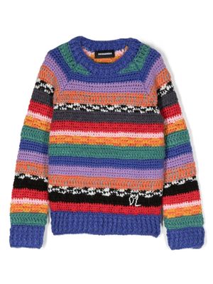 Dsquared2 Kids chunky-knit colour-block jumper - Blue