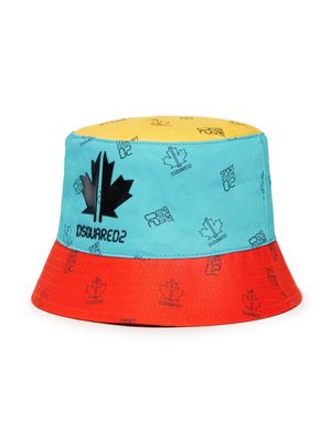 Dsquared2 Kids colour-block cotton bucket hat - Blue