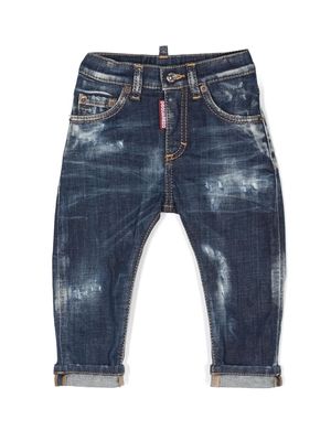 Dsquared2 Kids contrast-stitching acid-wash jeans - Blue