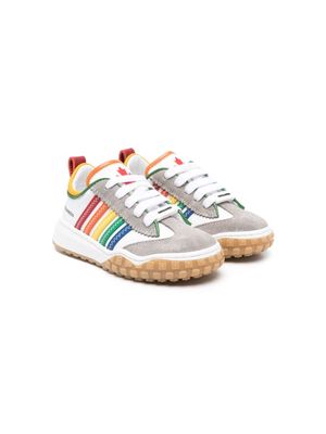 Dsquared2 Kids contrast-trim striped leather sneakers - White