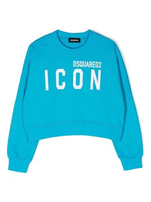 Dsquared2 Kids cropped logo-print sweatshirt - Blue