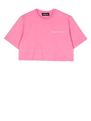Dsquared2 Kids cropped logo-print T-shirt - Pink