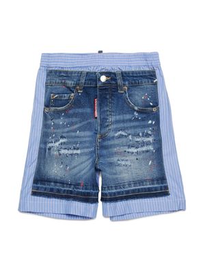 Dsquared2 Kids denim-panelled cotton shorts - Blue