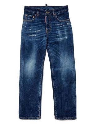 Dsquared2 Kids distressed-effect straight-leg jeans - Blue