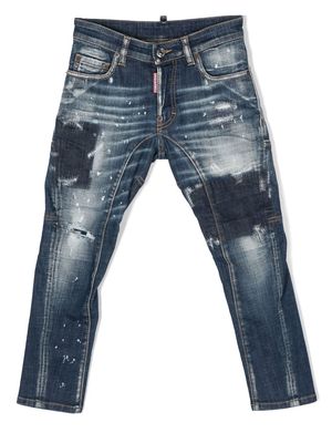 Dsquared2 Kids distressed-finish slim-cut jeans - Blue