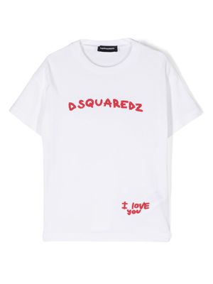 Dsquared2 Kids embroidered-logo cotton T-shirt - White