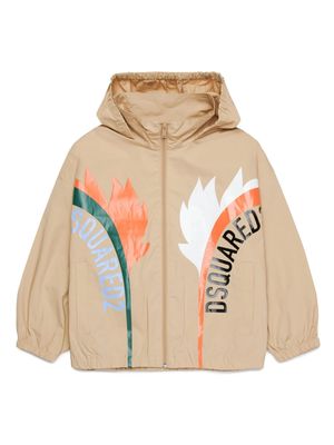 Dsquared2 Kids flame-print hooded jacket - Neutrals