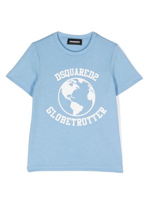 Dsquared2 Kids Globetrotter cotton T-shirt - Blue