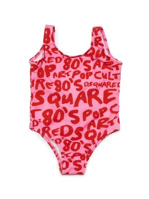 Dsquared2 Kids graphic-print scoop-back swimsuit - Pink
