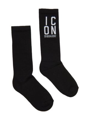Dsquared2 Kids Icon cotton-blend socks - Black