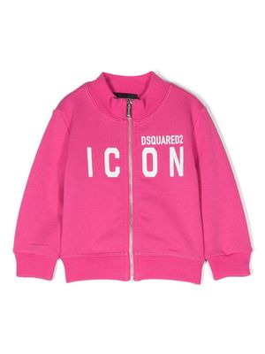 Dsquared2 Kids Icon logo-print zip-up cotton sweatshirt - Pink
