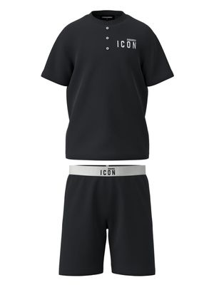 Dsquared2 Kids Icon logo-waistband stretch-cotton pajamas - Black