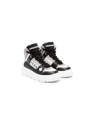 Dsquared2 Kids Icon-motif leather high-top sneakers - Black