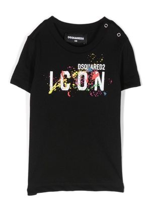 Dsquared2 Kids Icon paint-splatter T-shirt - Black