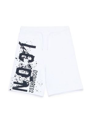 Dsquared2 Kids Icon-print cotton track shorts - White