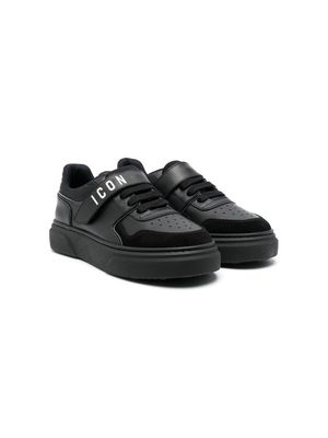 Dsquared2 Kids Icon print leather sneakers - Black