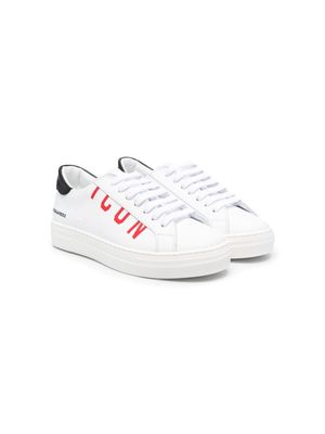 Dsquared2 Kids Icon-print leather sneakers - White