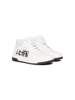 Dsquared2 Kids Icon Splatter high-top trainers - White