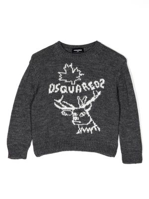 Dsquared2 Kids intarsia-knit logo crew-neck jumper - Grey