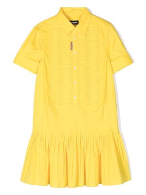 Dsquared2 Kids knife-pleated buttoned shirt dress - Yellow