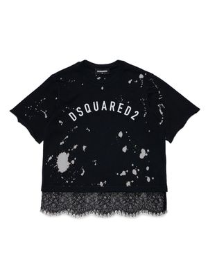 Dsquared2 Kids lace-trim logo T-shirt - Black