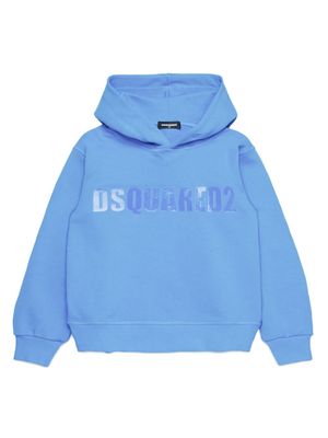 Dsquared2 Kids logo-appliqué cotton hoodie - Blue