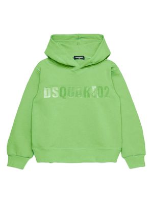 Dsquared2 Kids logo-appliqué cotton hoodie - Green