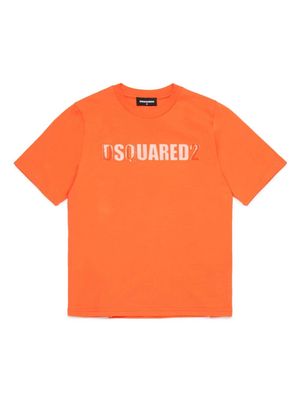 Dsquared2 Kids logo-appliqué cotton T-shirt - Orange