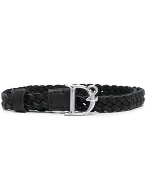 Dsquared2 Kids logo-buckle braided leather belt - Black
