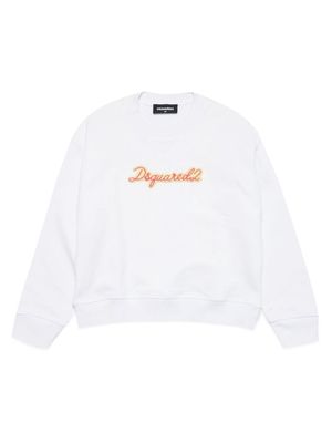 Dsquared2 Kids logo-embroidered cotton sweatshirt - White