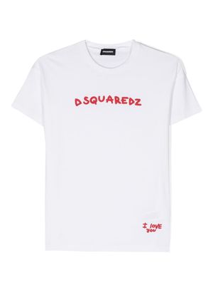 Dsquared2 Kids logo-embroidered cotton T-shirt - White