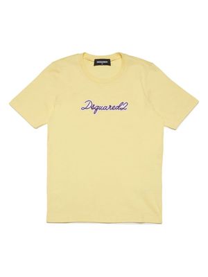 Dsquared2 Kids logo-embroidered cotton T-shirt - Yellow
