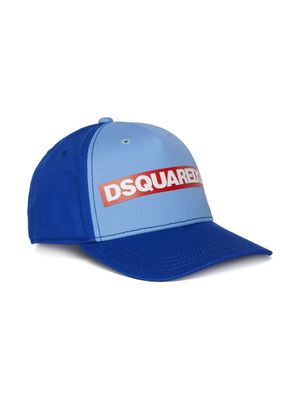 Dsquared2 Kids logo-flocked cotton baseball cap - Blue