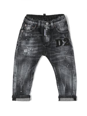 Dsquared2 Kids logo-patch acid-wash jeans - Black